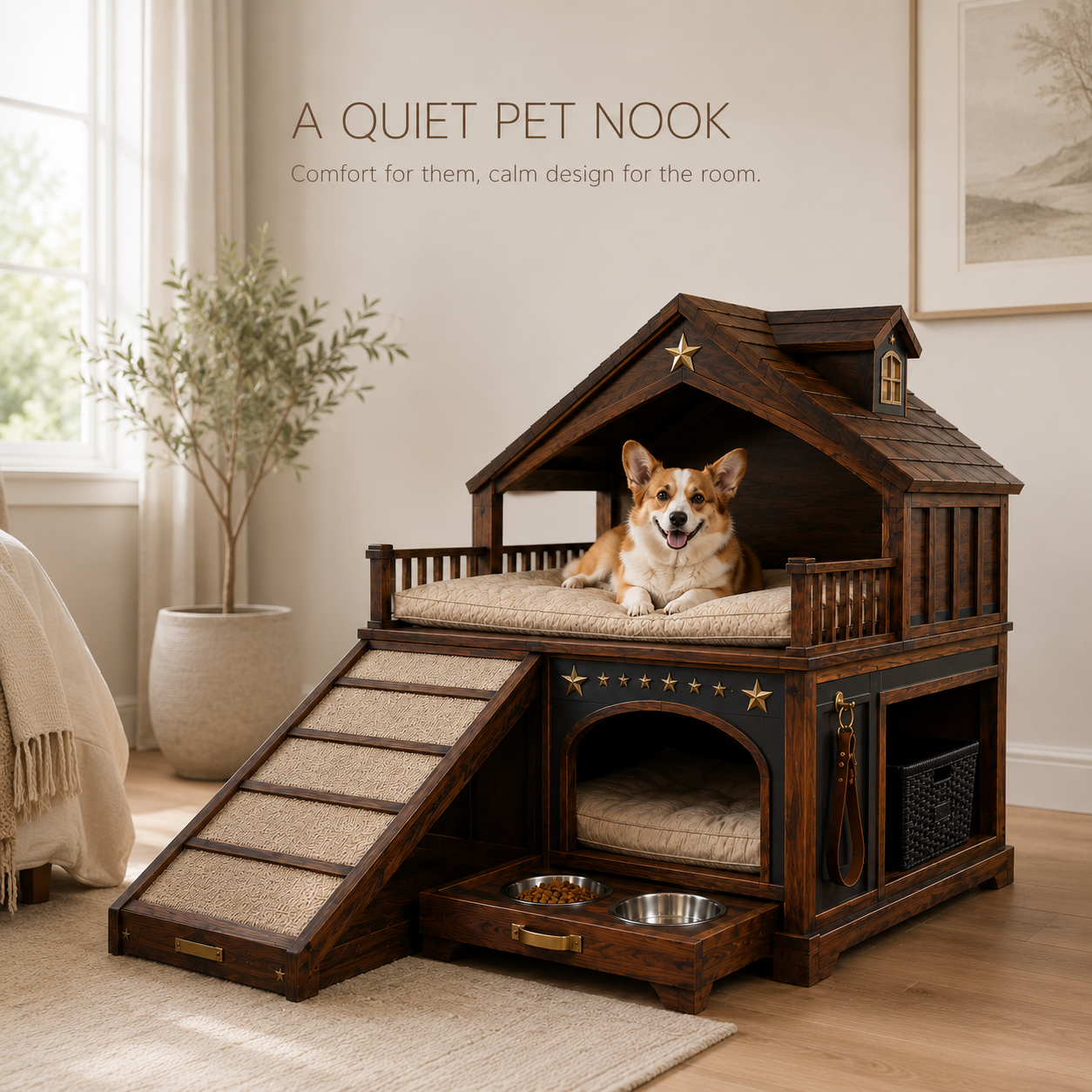 Luna Solid Wood Pet House - Design 002 - product image 02