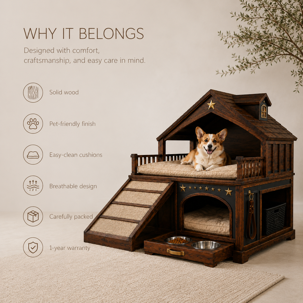 Luna Solid Wood Pet House - Design 002 - product image 09