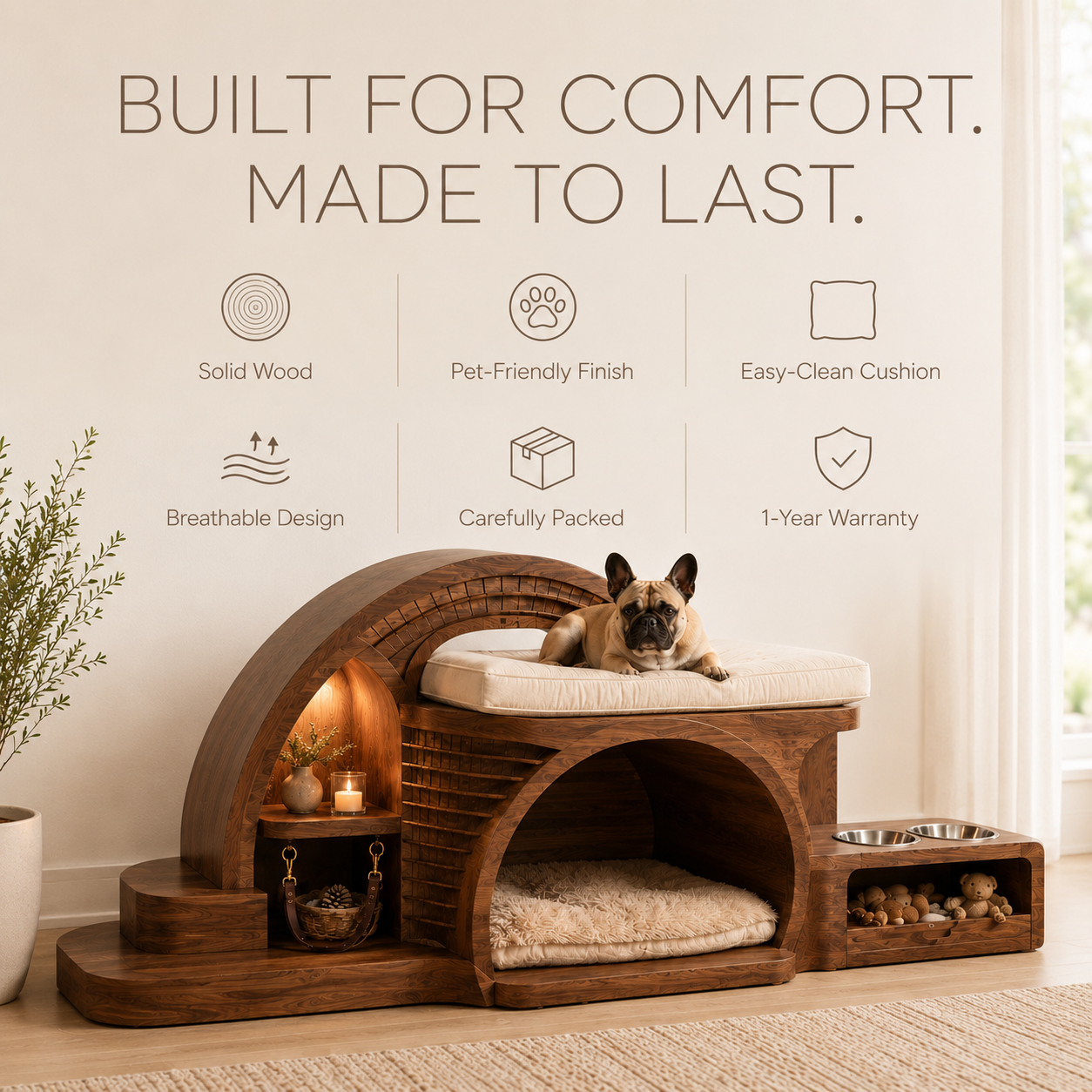 Luna Solid Wood Pet House - Design 014 - product image 05