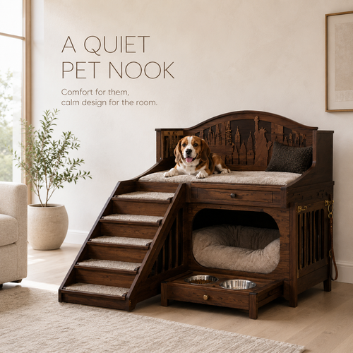 Luna Solid Wood Pet House - Design 026 - product image 02
