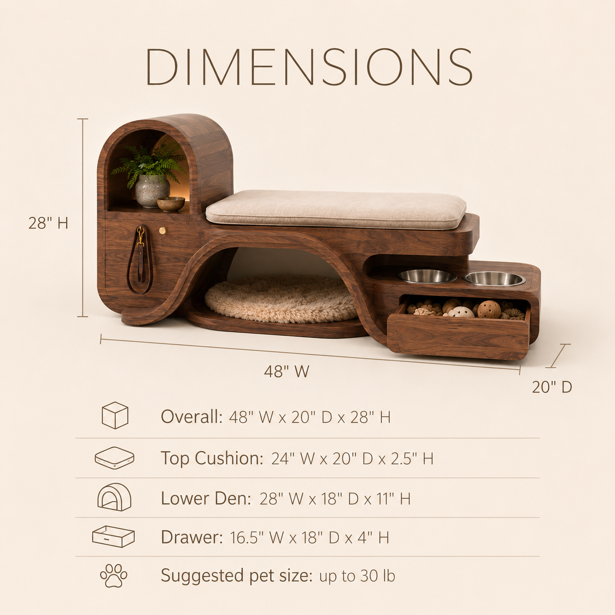 Luna Solid Wood Pet House - Design 038 - product image 08