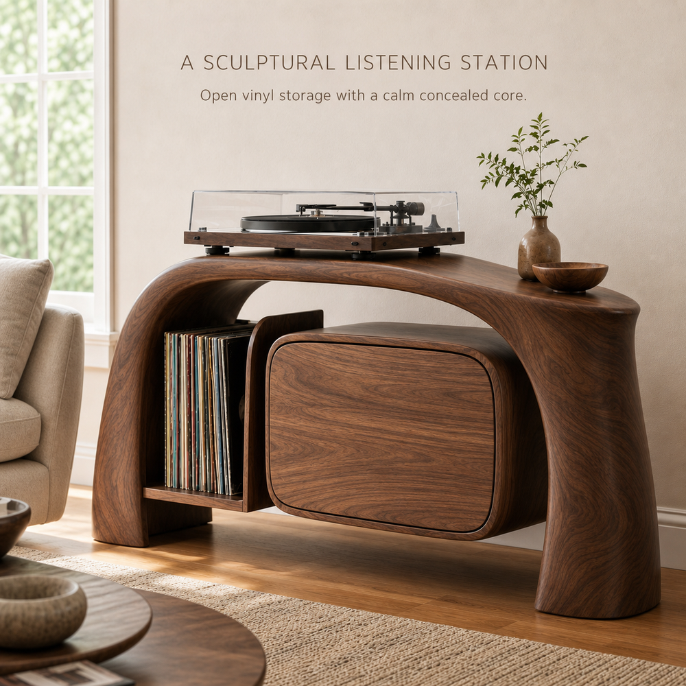 Liora Warm Walnut Vinyl Stand - Design 004 - main view