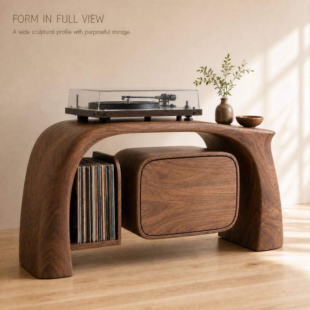 Liora Warm Walnut Vinyl Stand - Design 004 - product image 02