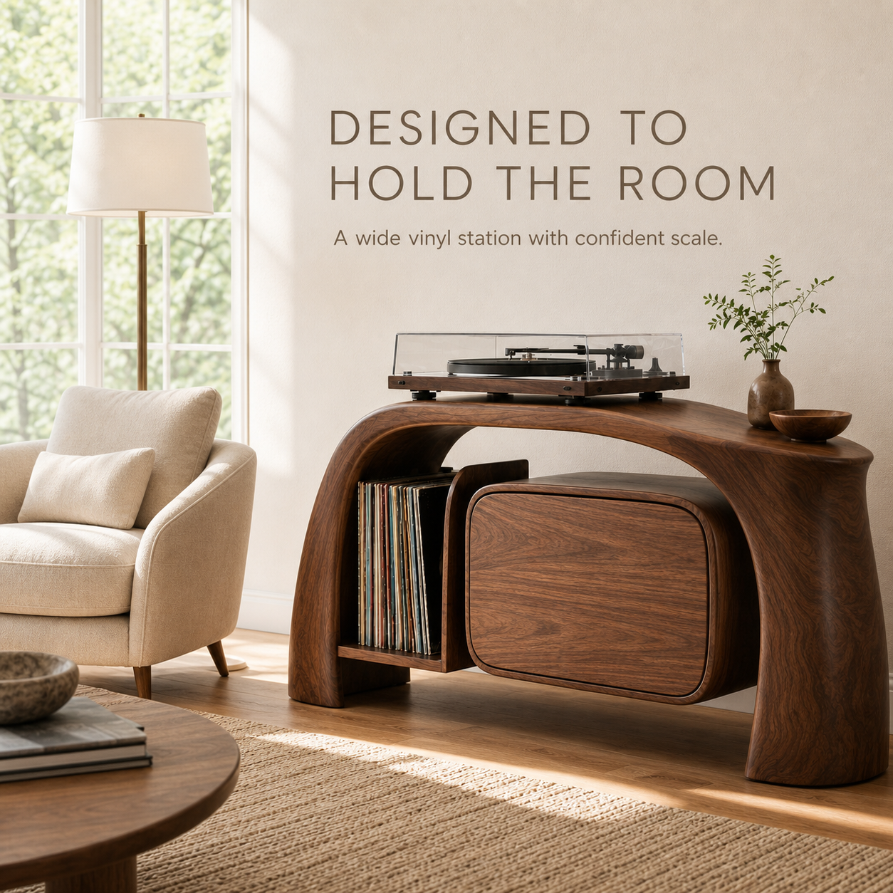 Liora Warm Walnut Vinyl Stand - Design 004 - product image 03
