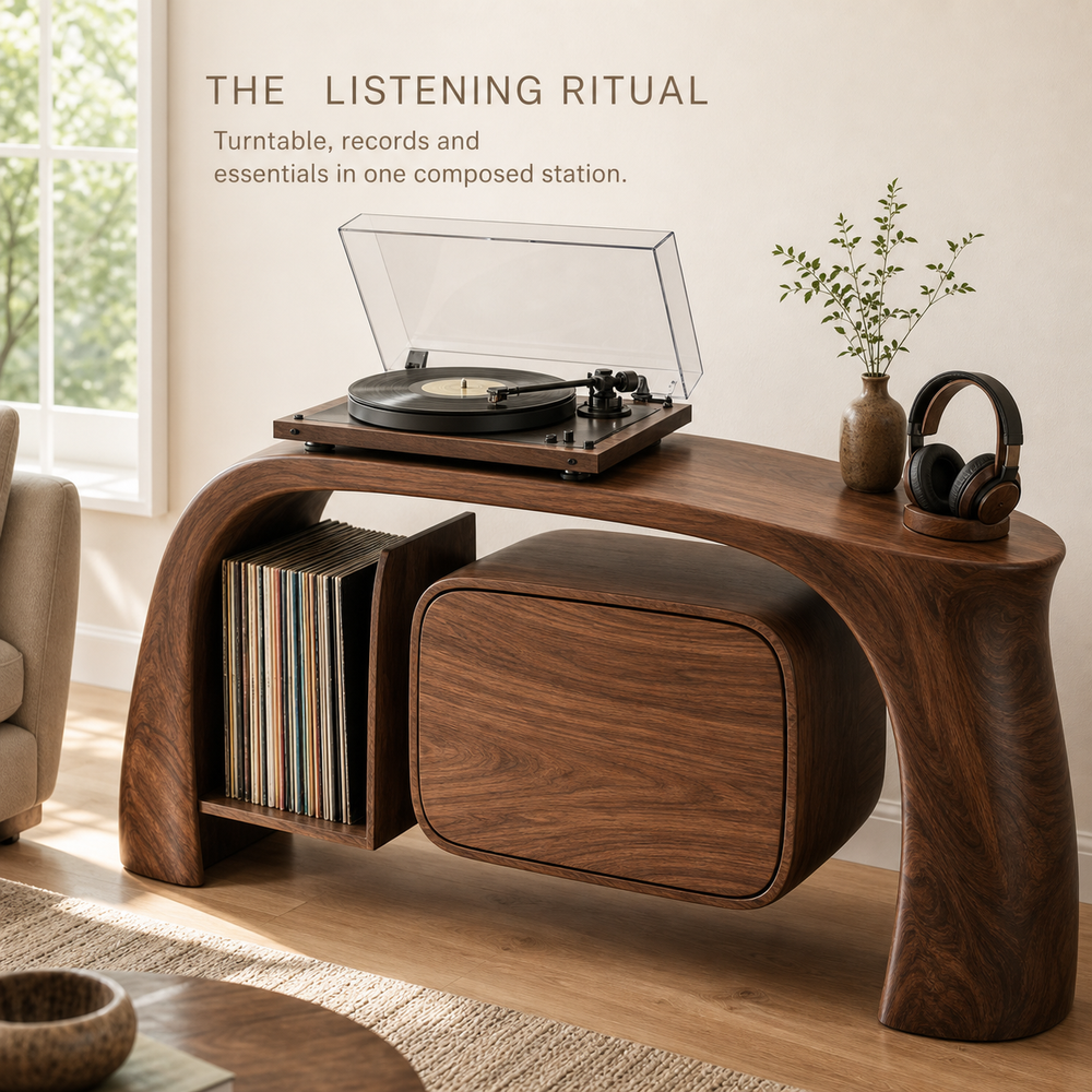 Liora Warm Walnut Vinyl Stand - Design 004 - product image 06