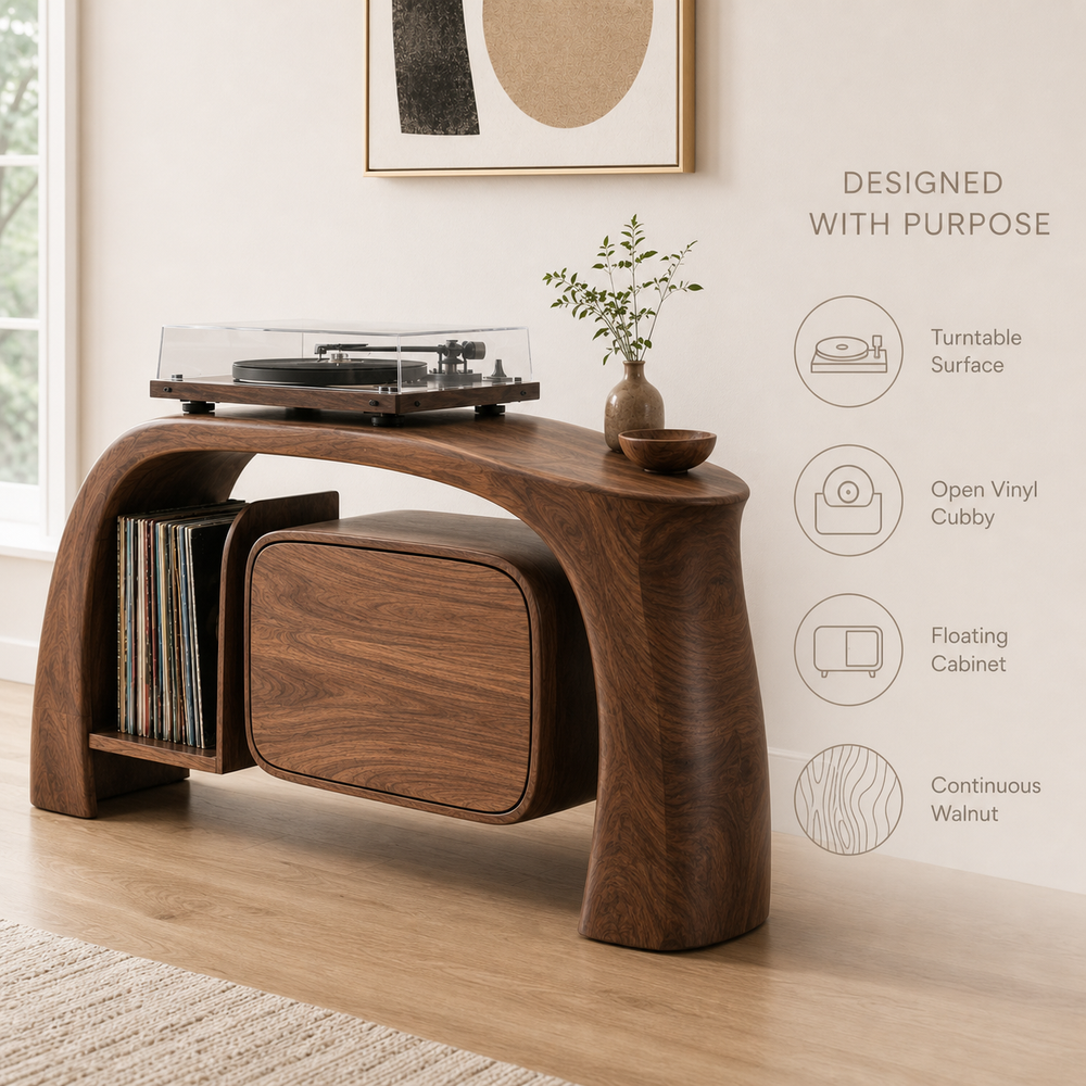 Liora Warm Walnut Vinyl Stand - Design 004 - product image 09