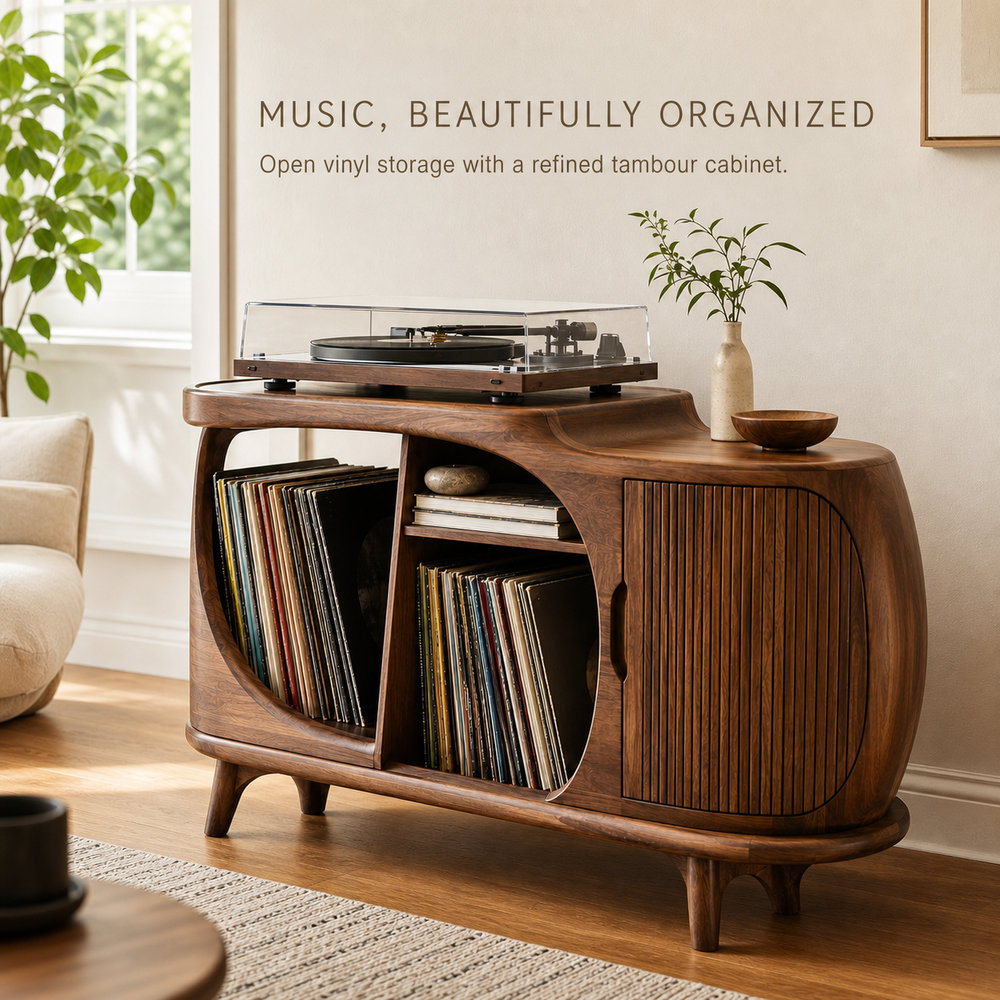 Soren Rounded Record Player Stand - Design 005 - main view