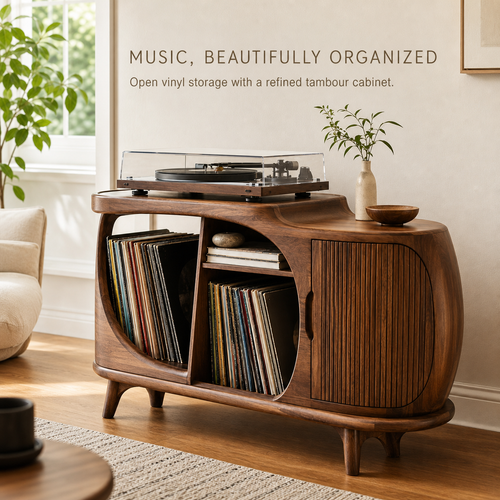 Soren Rounded Record Player Stand - Design 005 - main view