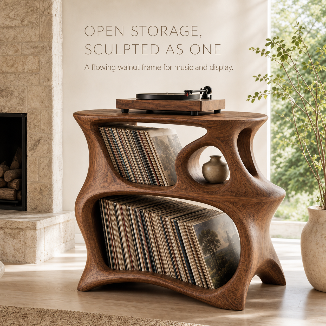 Alden Vinyl Record Player Stand - Design 011 - main view
