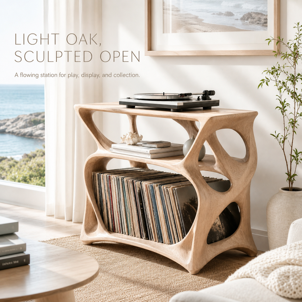 Liora Warm Walnut Vinyl Stand - Design 014 - main view