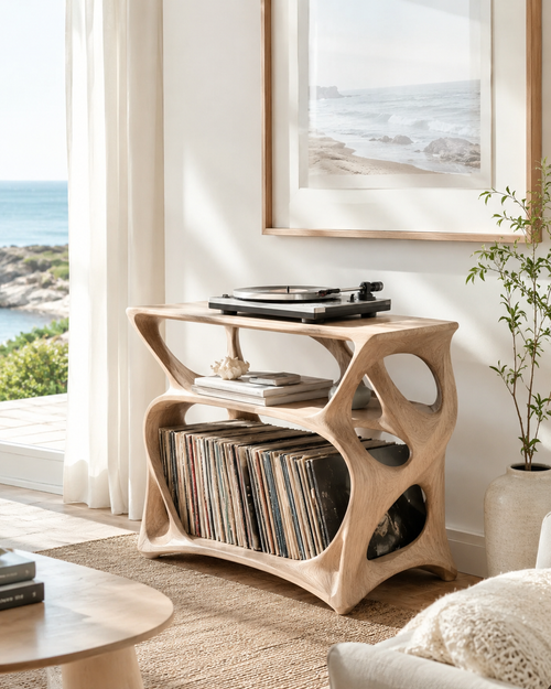 Liora Warm Walnut Vinyl Stand - Design 014 - main view