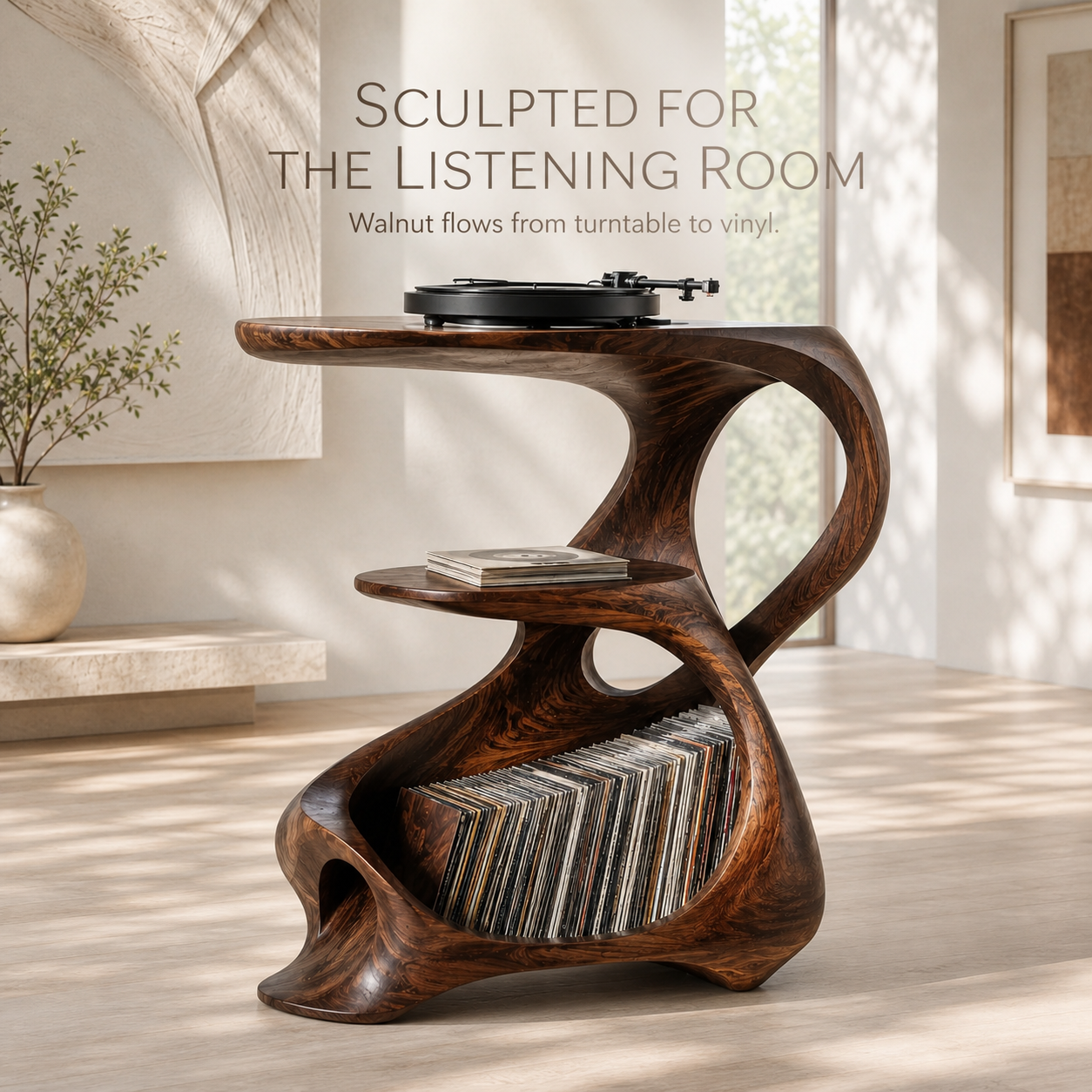 Soren Rounded Record Player Stand - Design 015 - main view