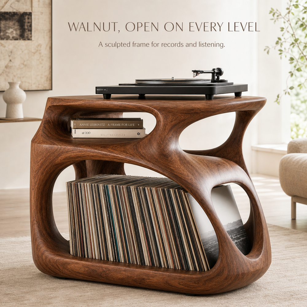 Brielle Sculpted Record Stand - Design 020 - main view