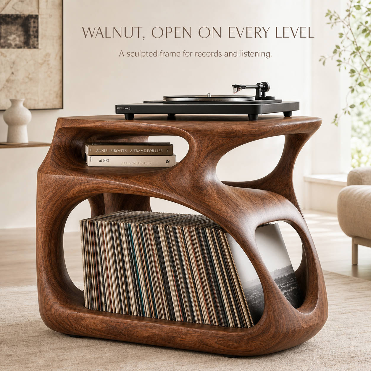 Brielle Sculpted Record Stand - Design 020 - main view