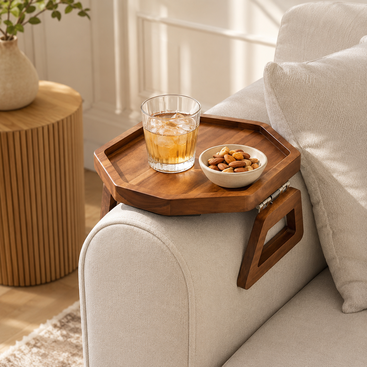 Aurelle Solid Wood Sofa Tray - main view
