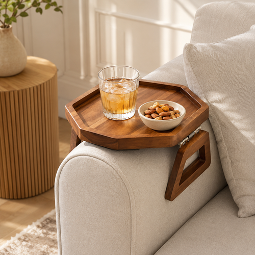 Aurelle Solid Wood Sofa Tray - main view