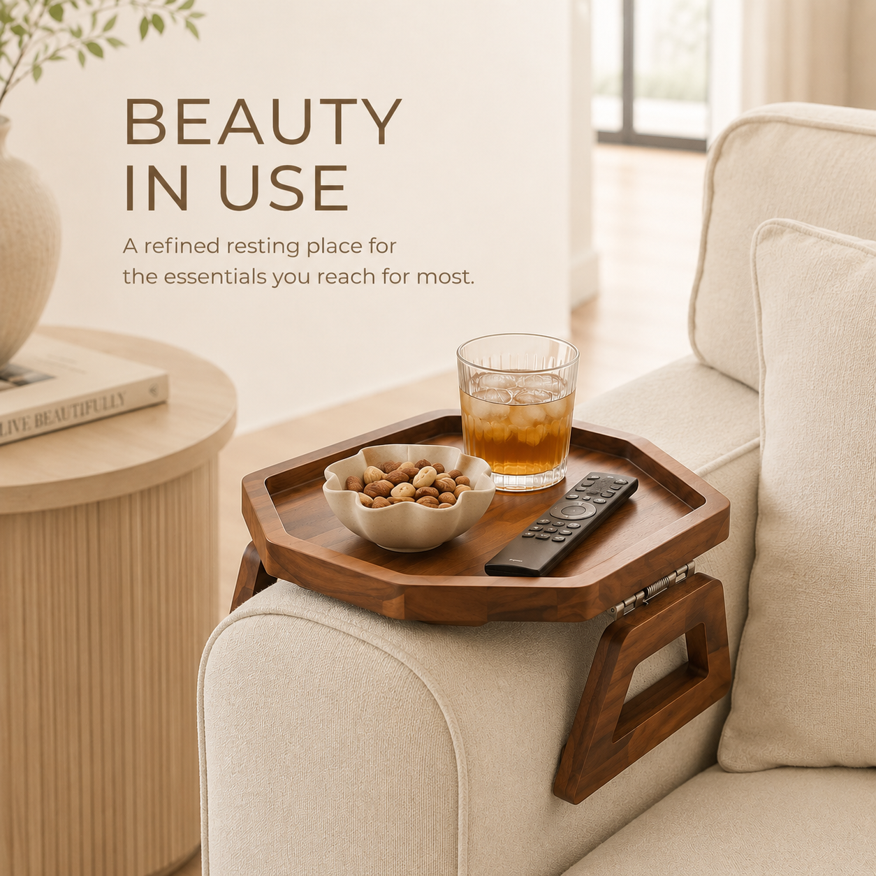 Aurelle Solid Wood Sofa Tray - product image 05