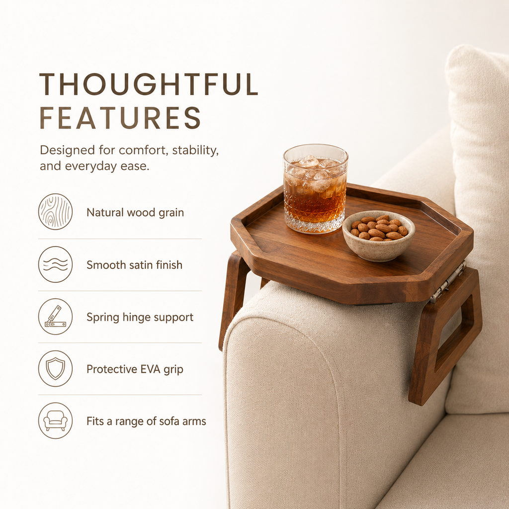 Aurelle Solid Wood Sofa Tray - product image 10