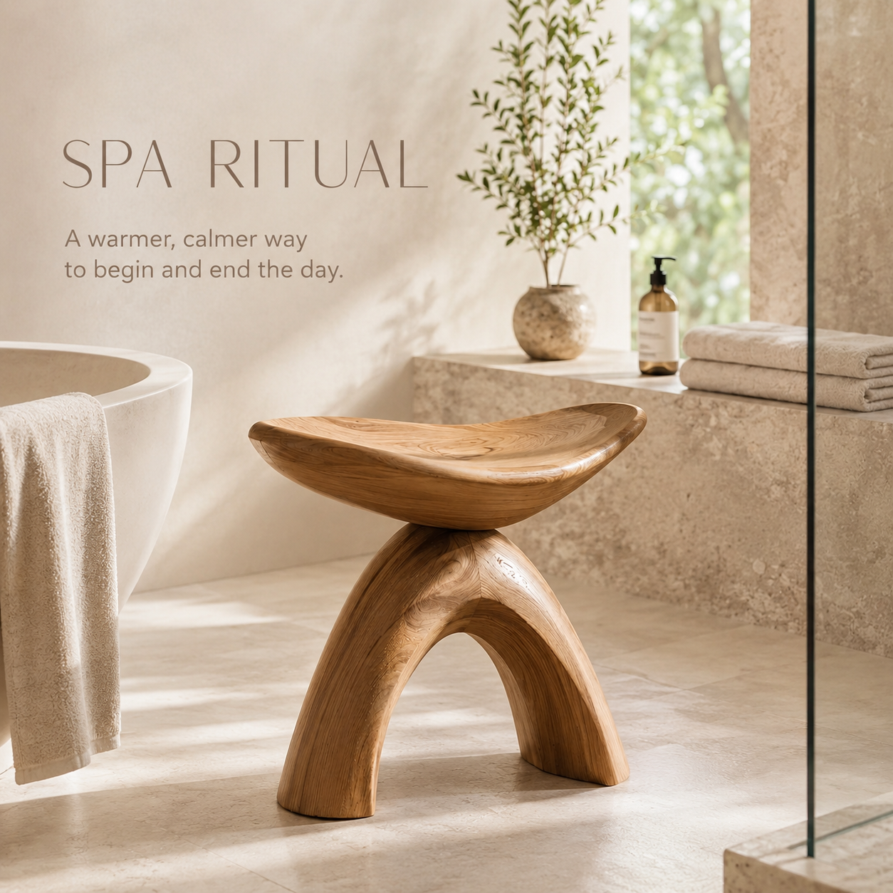 Mira Organic Bathroom Bench - Design 002 - product image 02