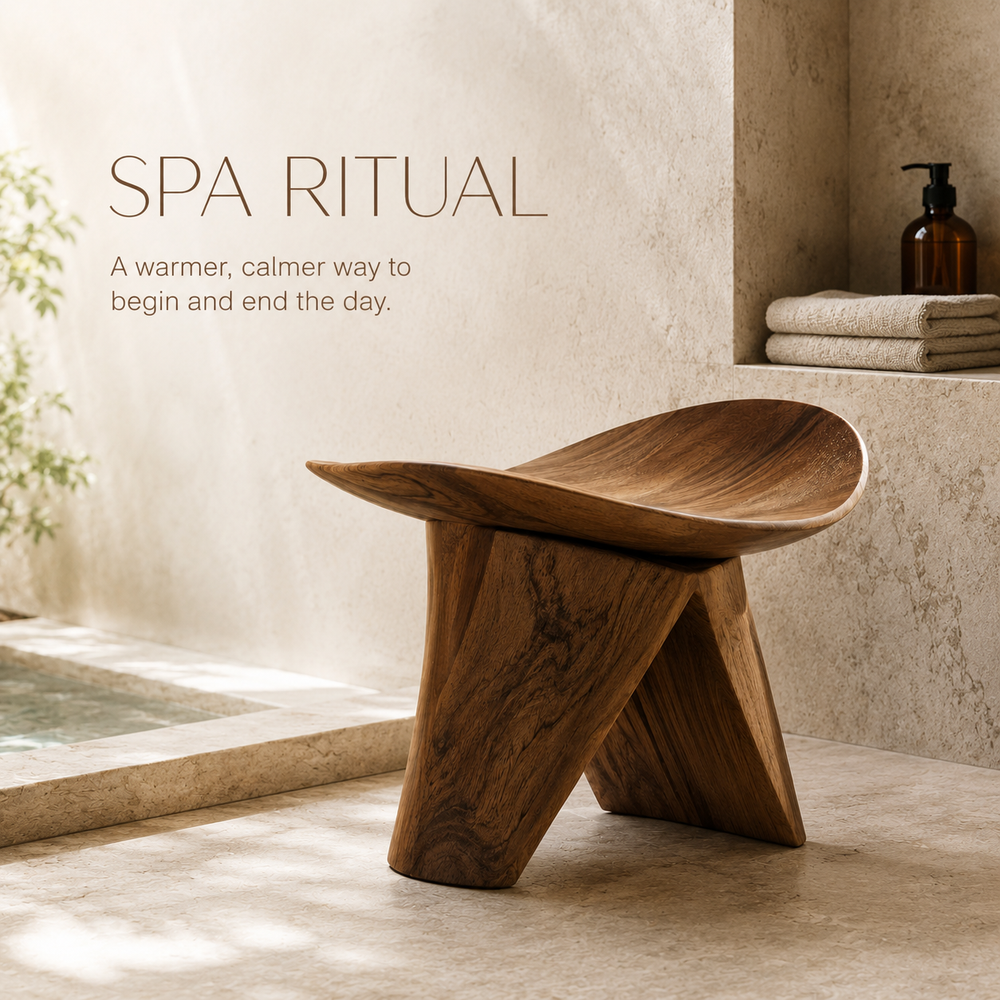 Liora Warm Wood Spa Bench - Design 004 - main view