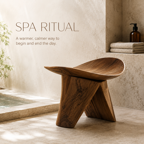 Liora Warm Wood Spa Bench - Design 004 - main view