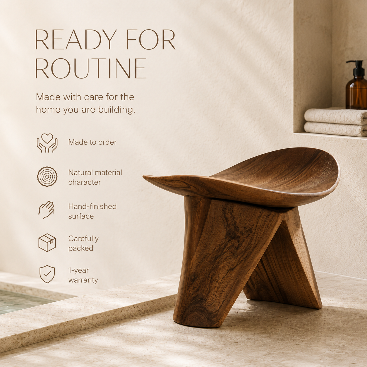 Liora Warm Wood Spa Bench - Design 004 - product image 07