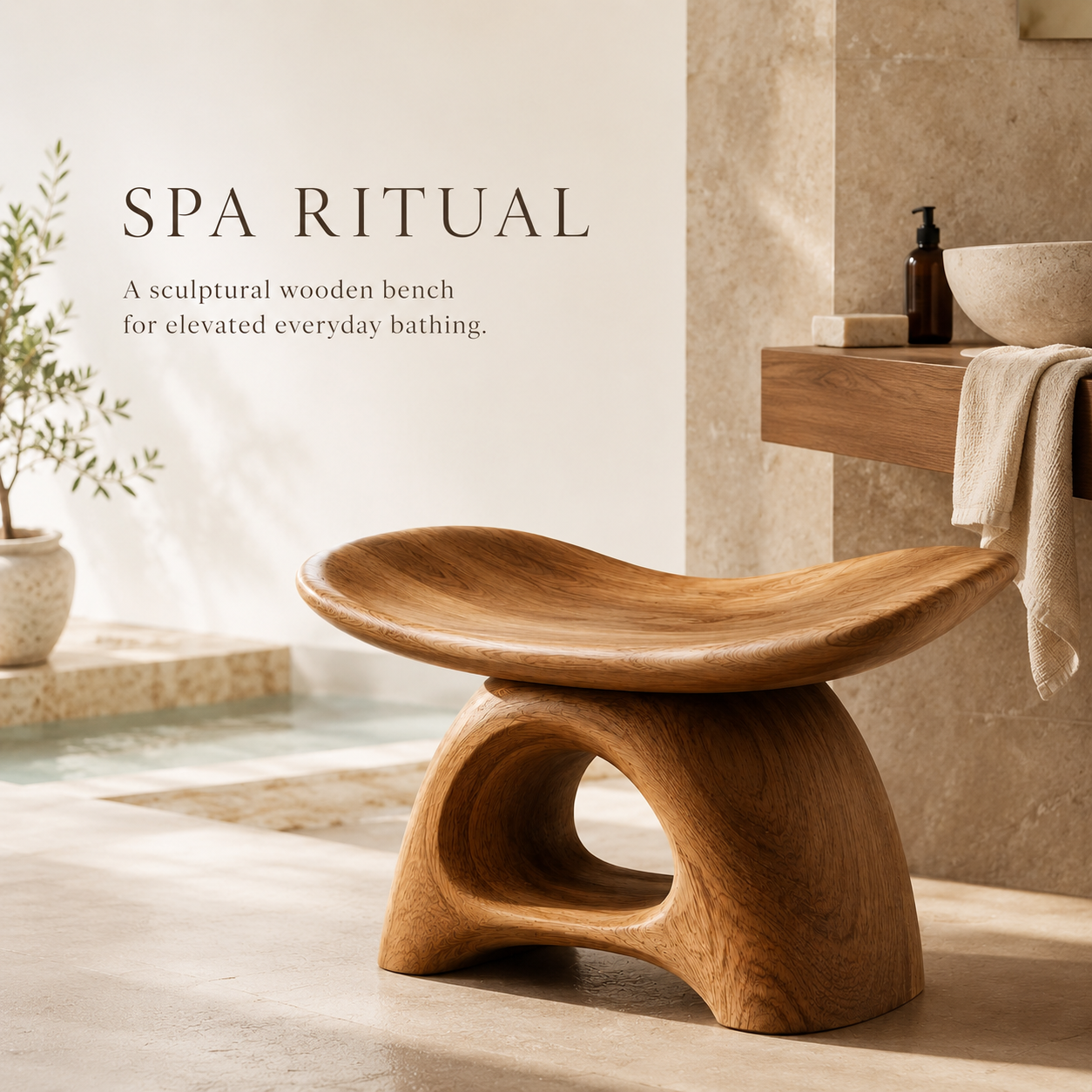 Soren Rounded Shower Bench - Design 005 - main view