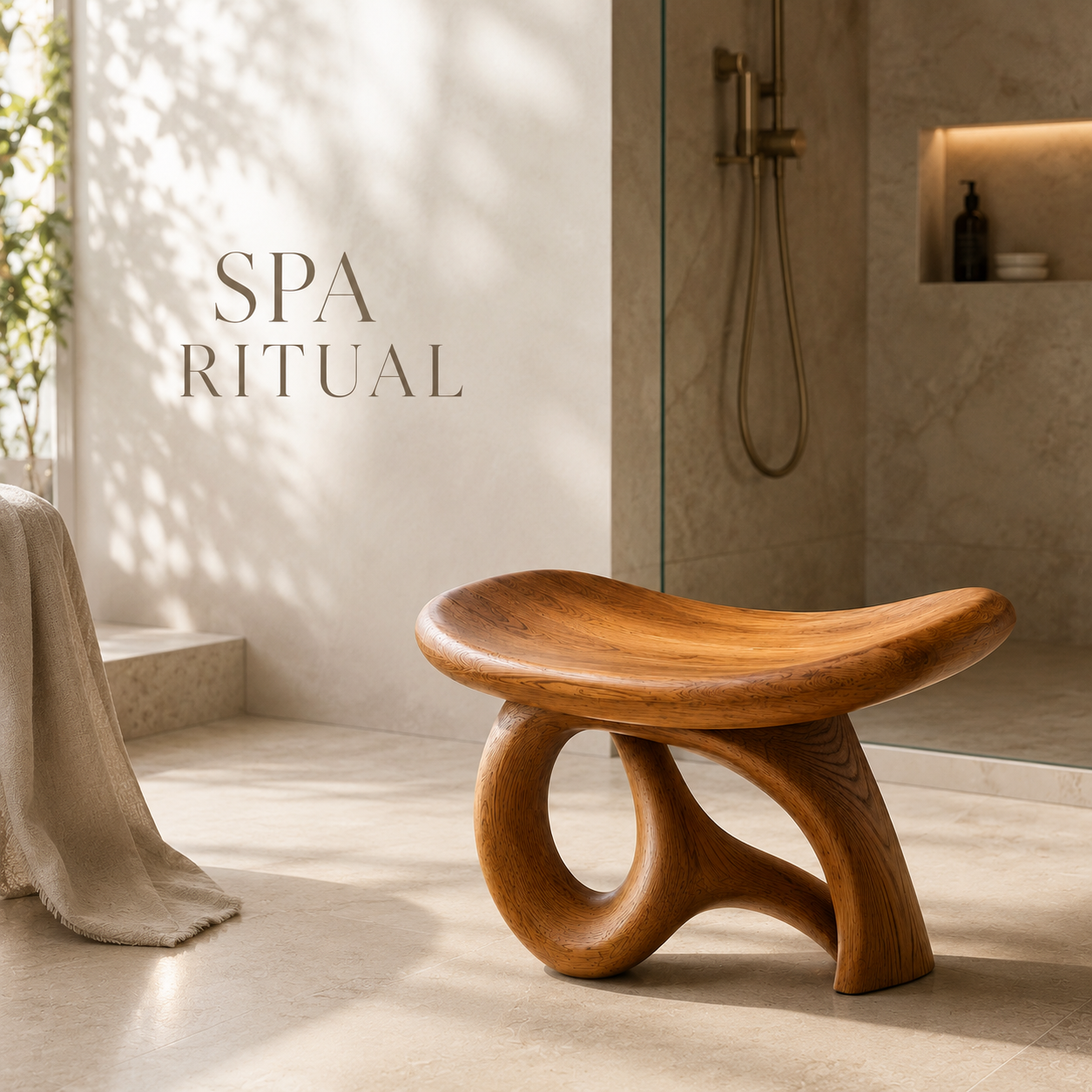 Alden Solid Wood Shower Bench - Design 011 - main view