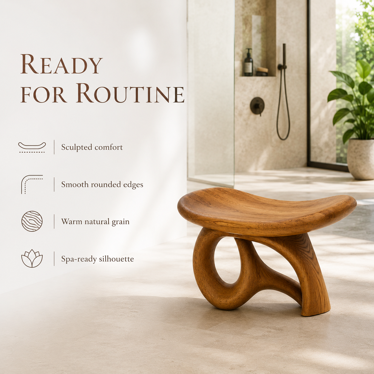 Alden Solid Wood Shower Bench - Design 011 - product image 07