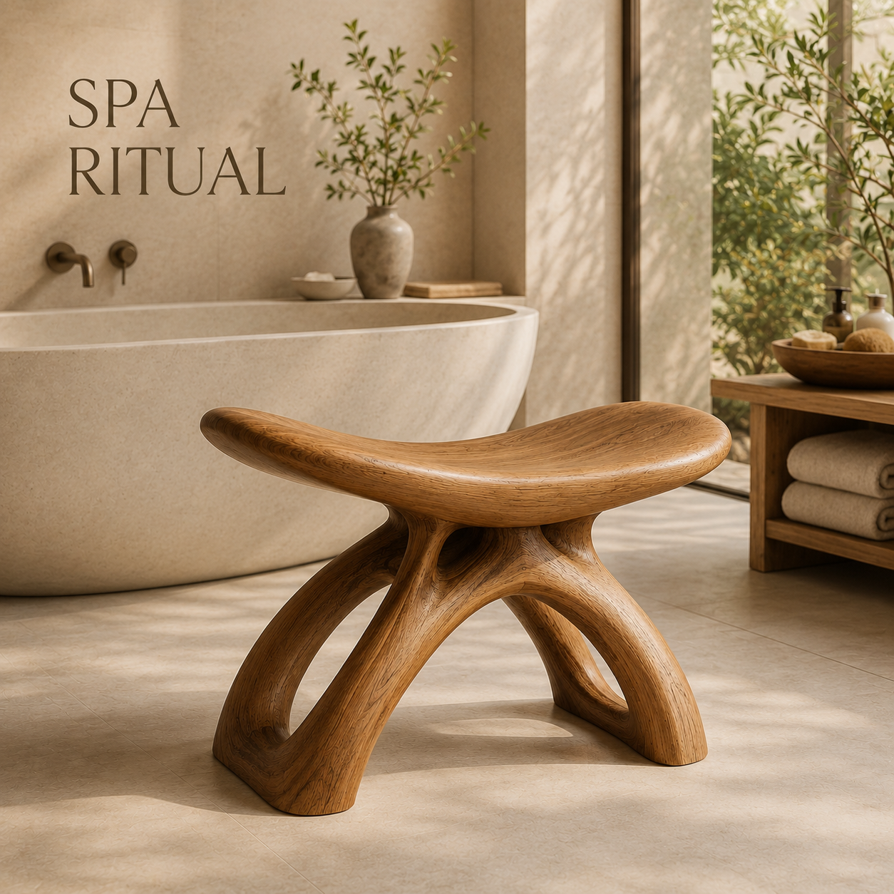 Mira Organic Bathroom Bench - Design 012 - main view