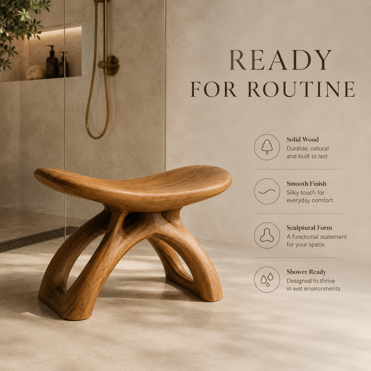 Mira Organic Bathroom Bench - Design 012 - product image 07