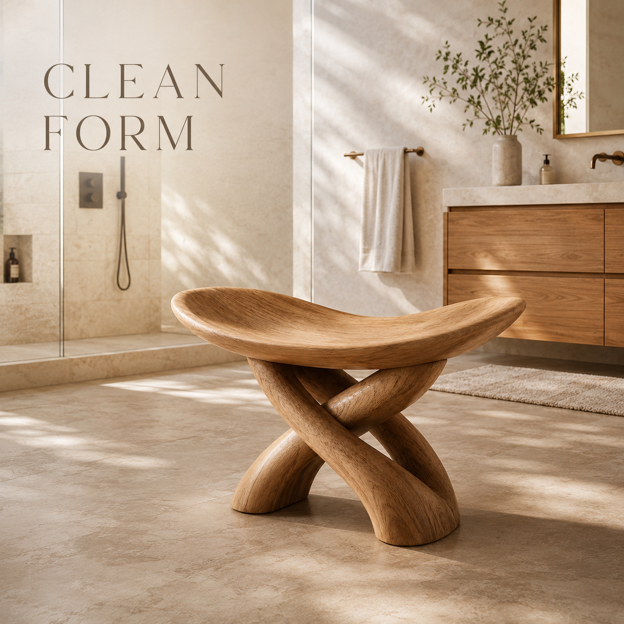 Rowan Sculptural Shower Seat - Design 013 - product image 02