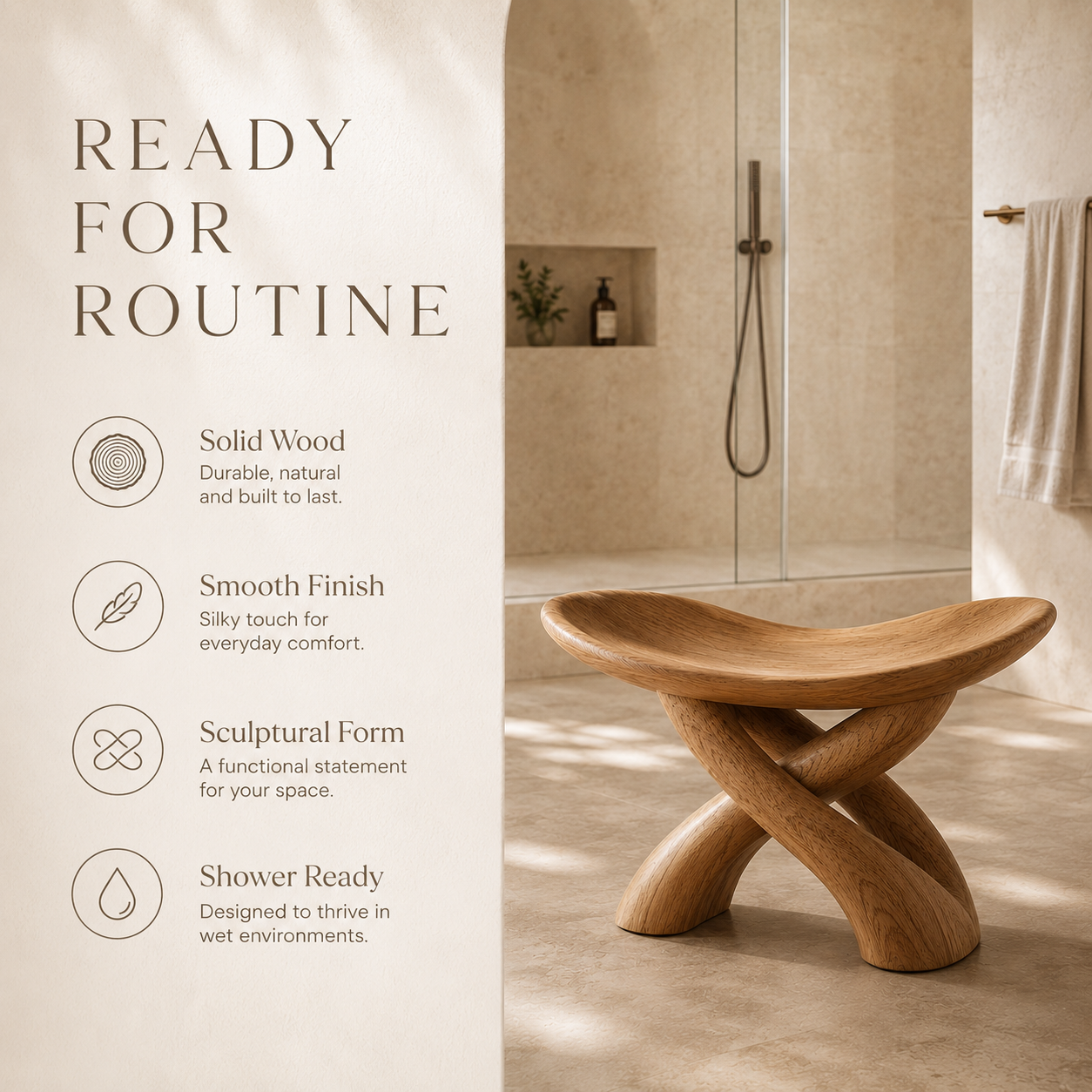 Rowan Sculptural Shower Seat - Design 013 - product image 08
