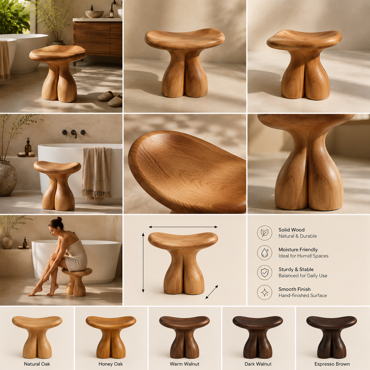 Liora Warm Wood Spa Bench - Design 014 - main view