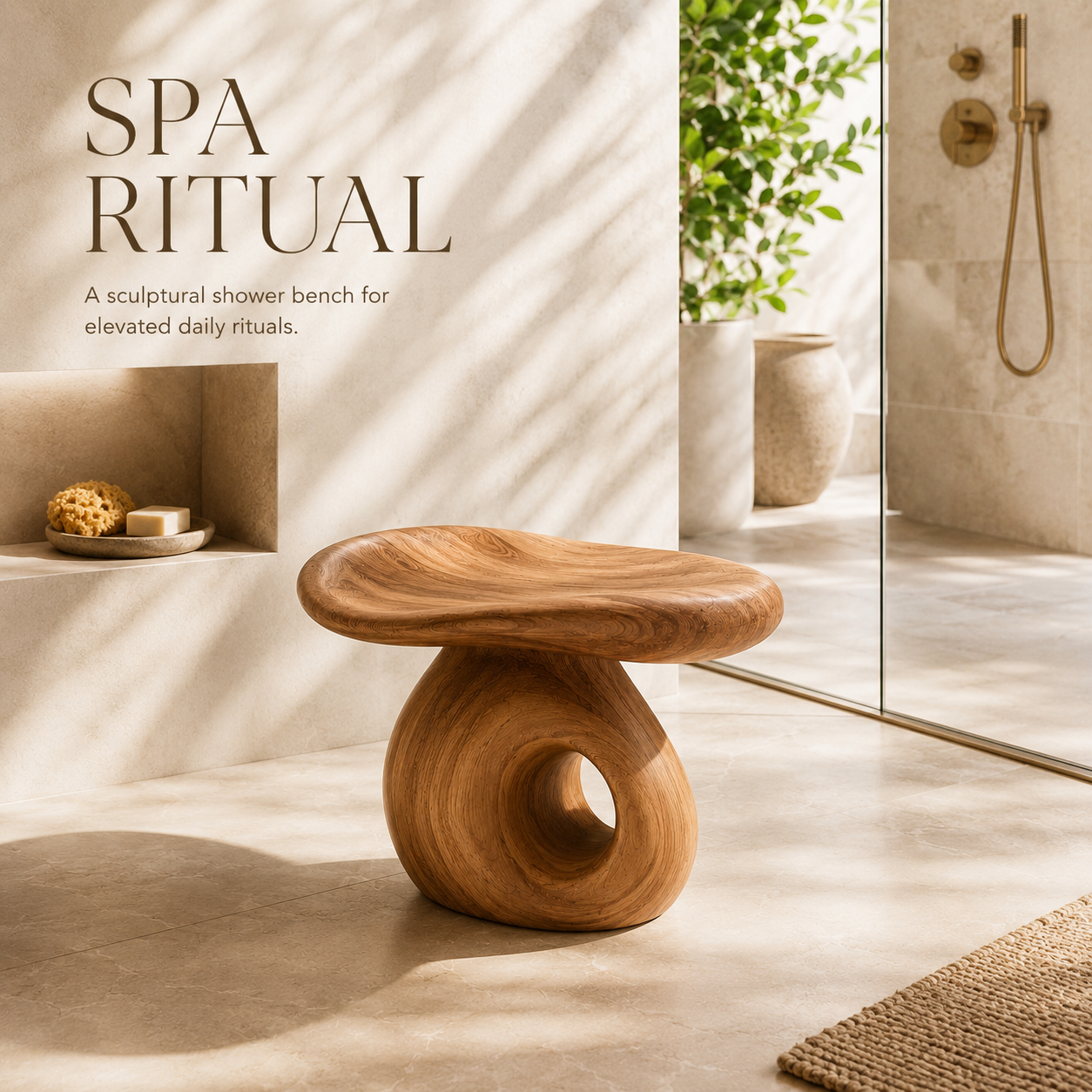 Calder Organic Modern Shower Bench - Design 018 - main view