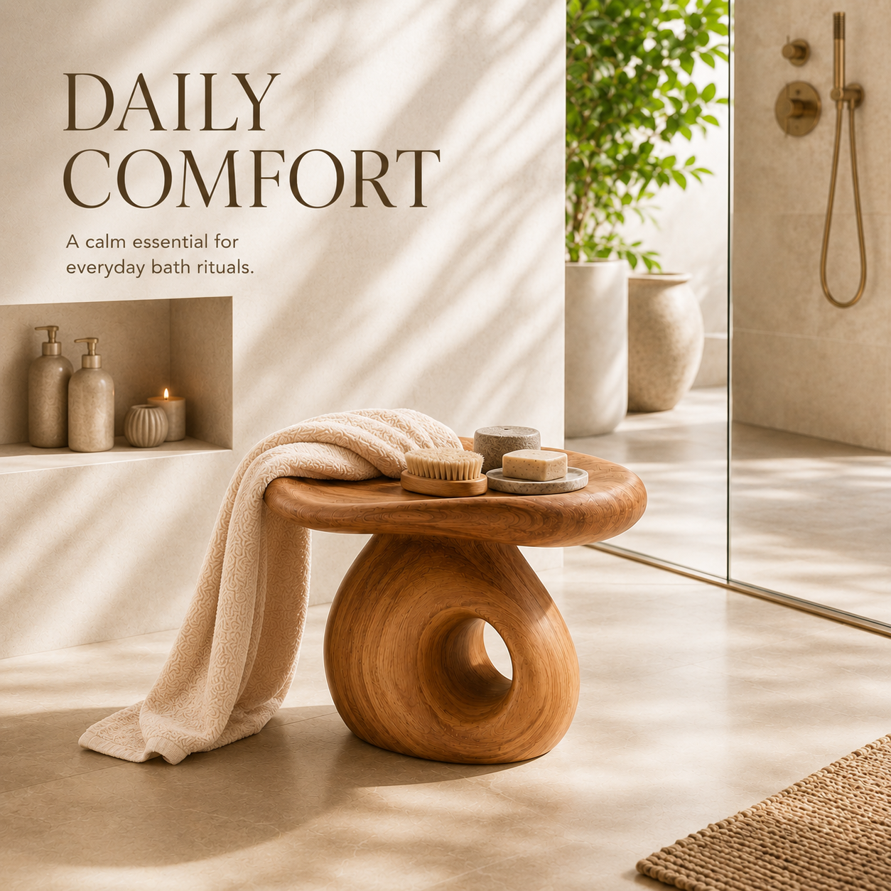 Calder Organic Modern Shower Bench - Design 018 - product image 02