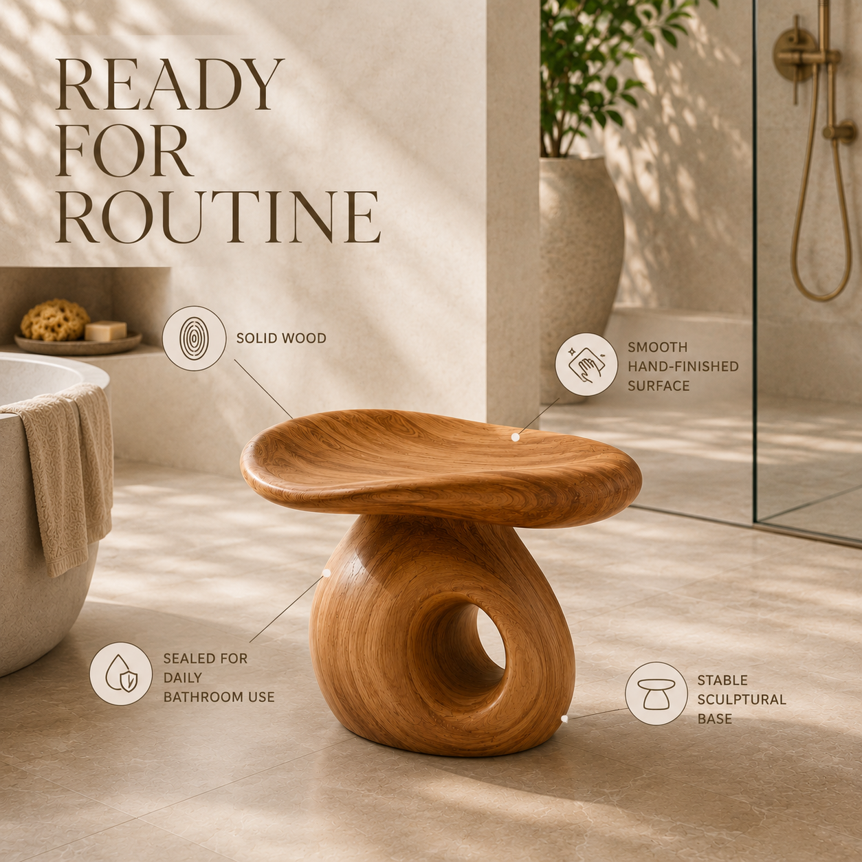 Calder Organic Modern Shower Bench - Design 018 - product image 03
