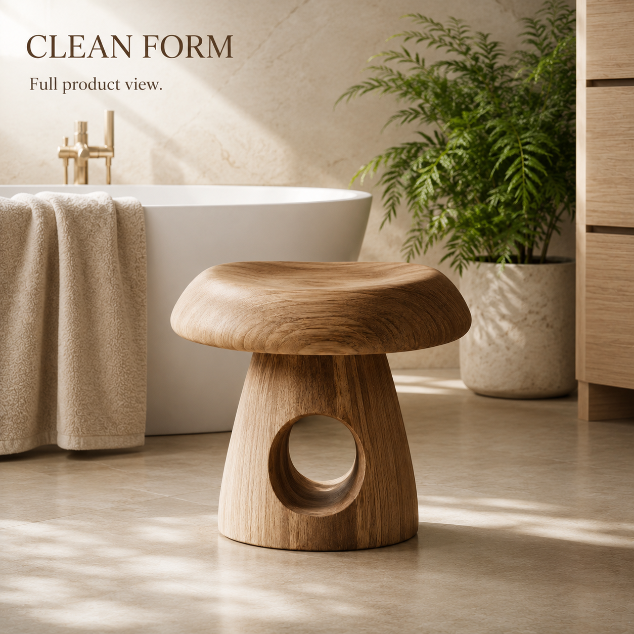 Alden Solid Wood Shower Bench - Design 021 - main view
