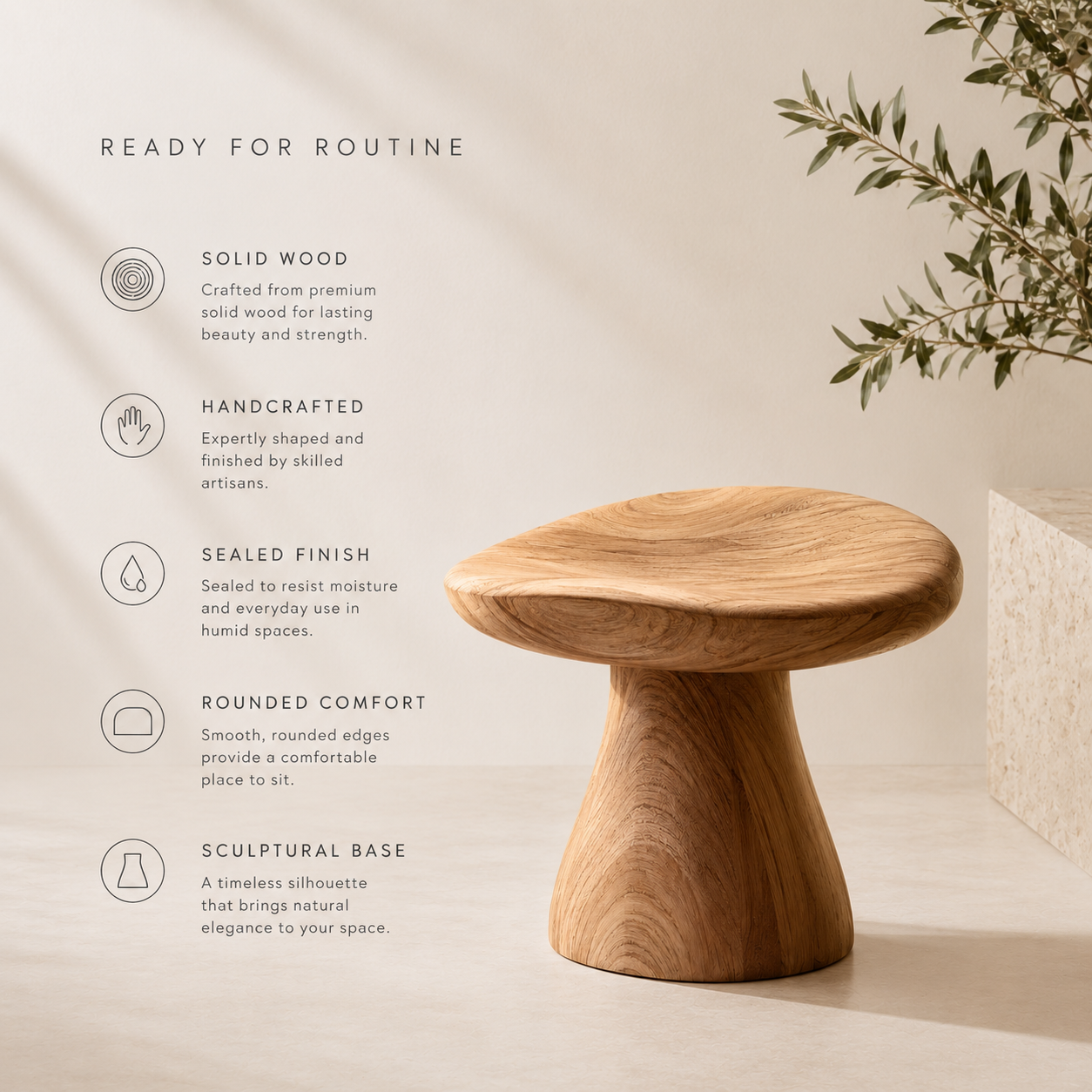 Mira Organic Bathroom Bench - Design 022 - product image 08