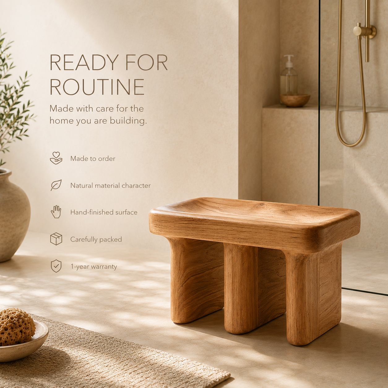 Calder Organic Modern Shower Bench - Design 028 - product image 04