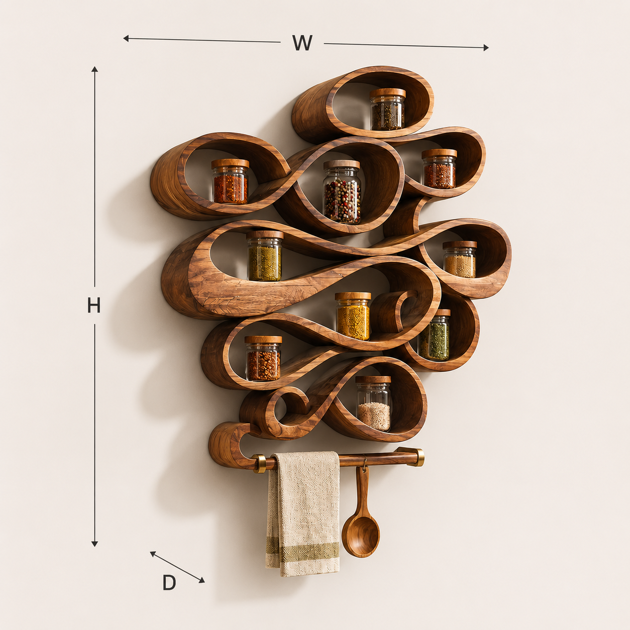 Rowan Solid Wood Spice Rack - Design 002 - product image 08