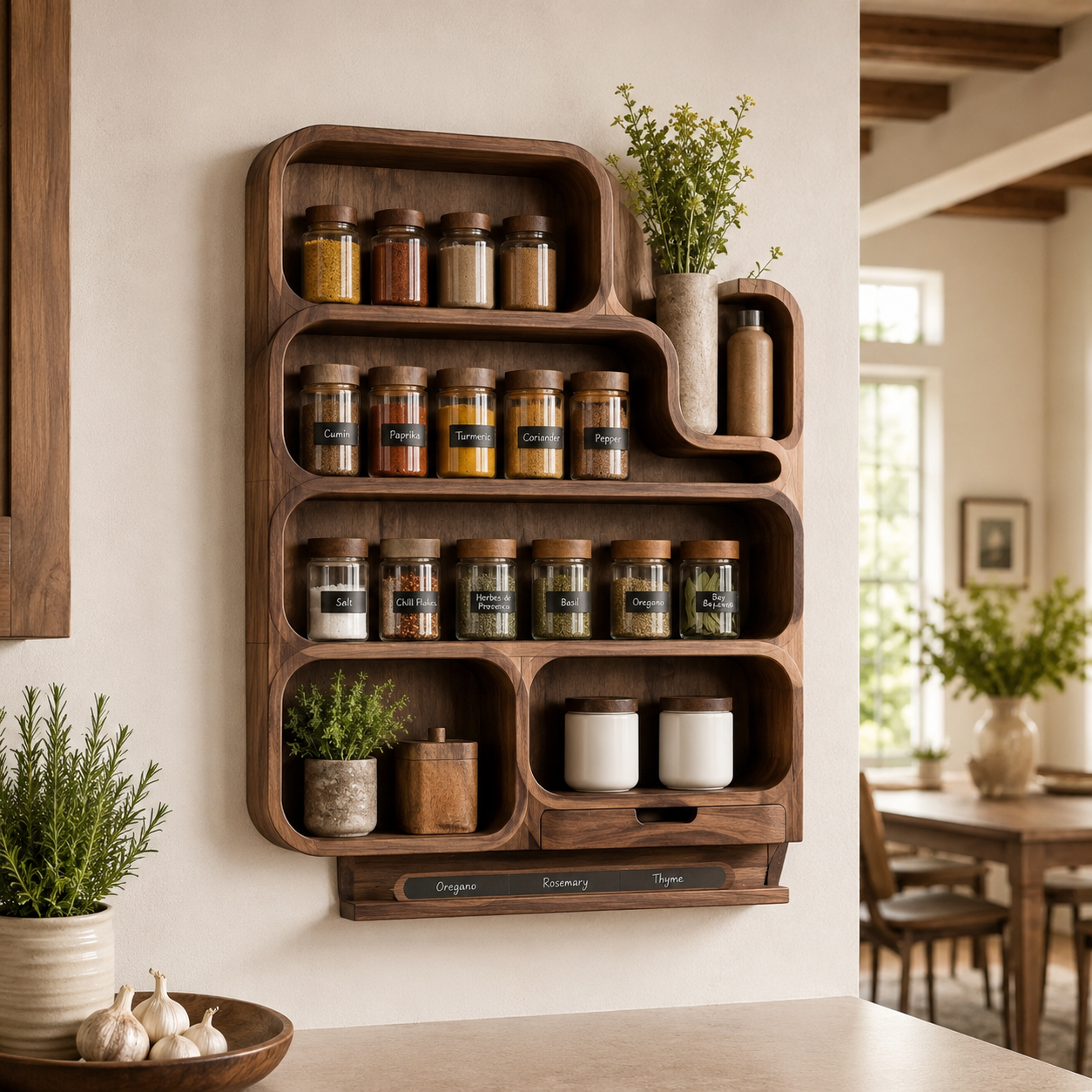 Soren Tall Spice Rack Shelf - Design 013 - main view