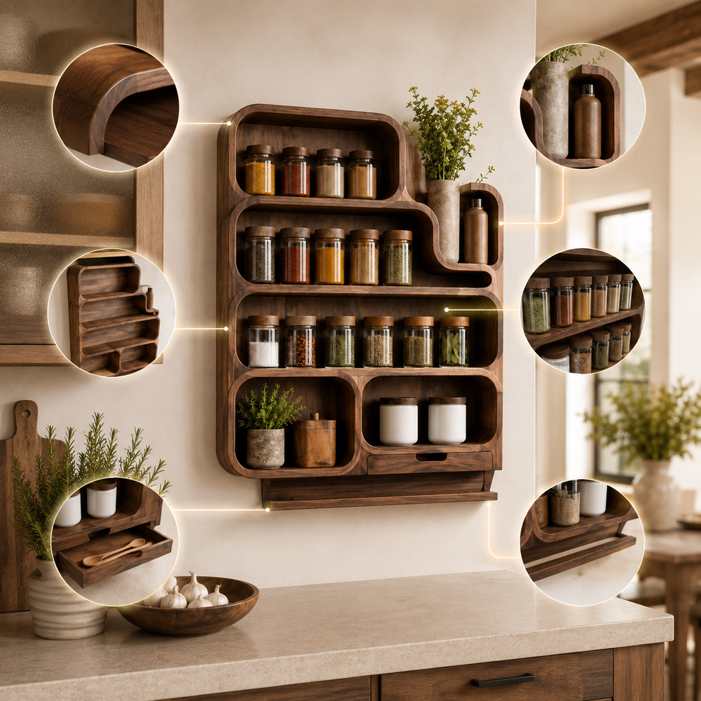 Soren Tall Spice Rack Shelf - Design 013 - product image 07