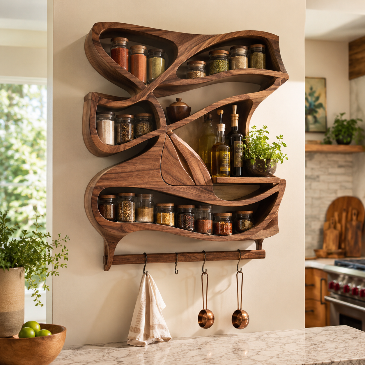 Calder Warm Wood Spice Shelf - Design 016 - main view