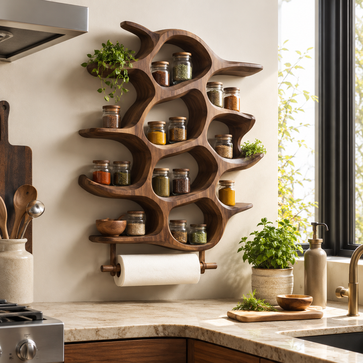 Calder Warm Wood Spice Shelf - Design 024 - main view