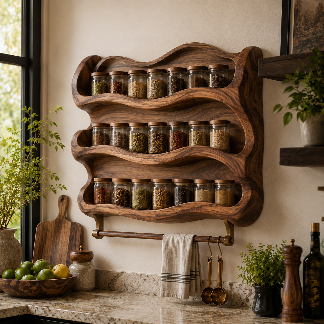 Rowan Solid Wood Spice Rack - Design 026 - main view