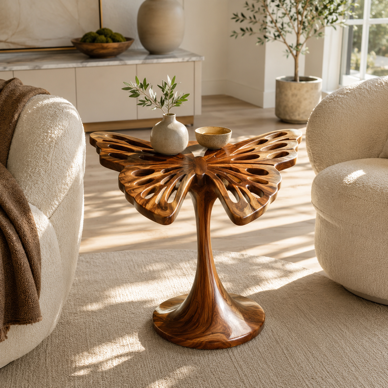 Mira Organic Wood Side Table - Design 002 - main view