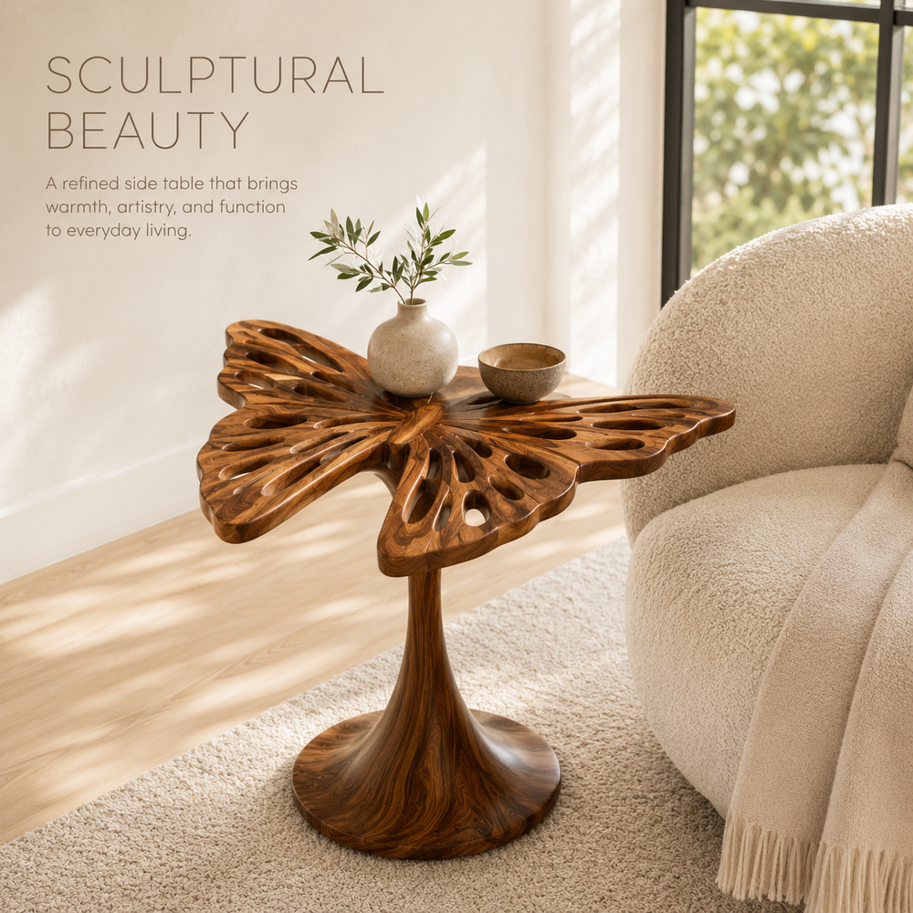 Mira Organic Wood Side Table - Design 002 - product image 02