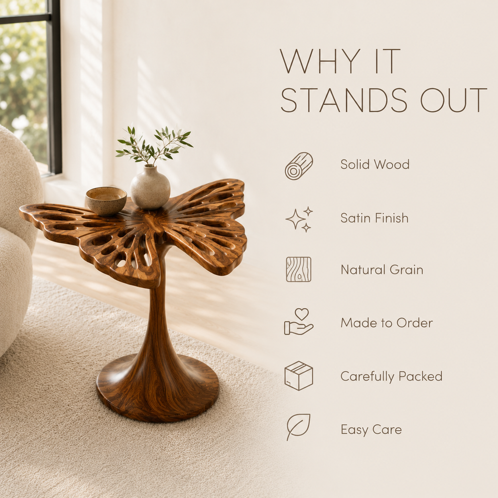 Mira Organic Wood Side Table - Design 002 - product image 09