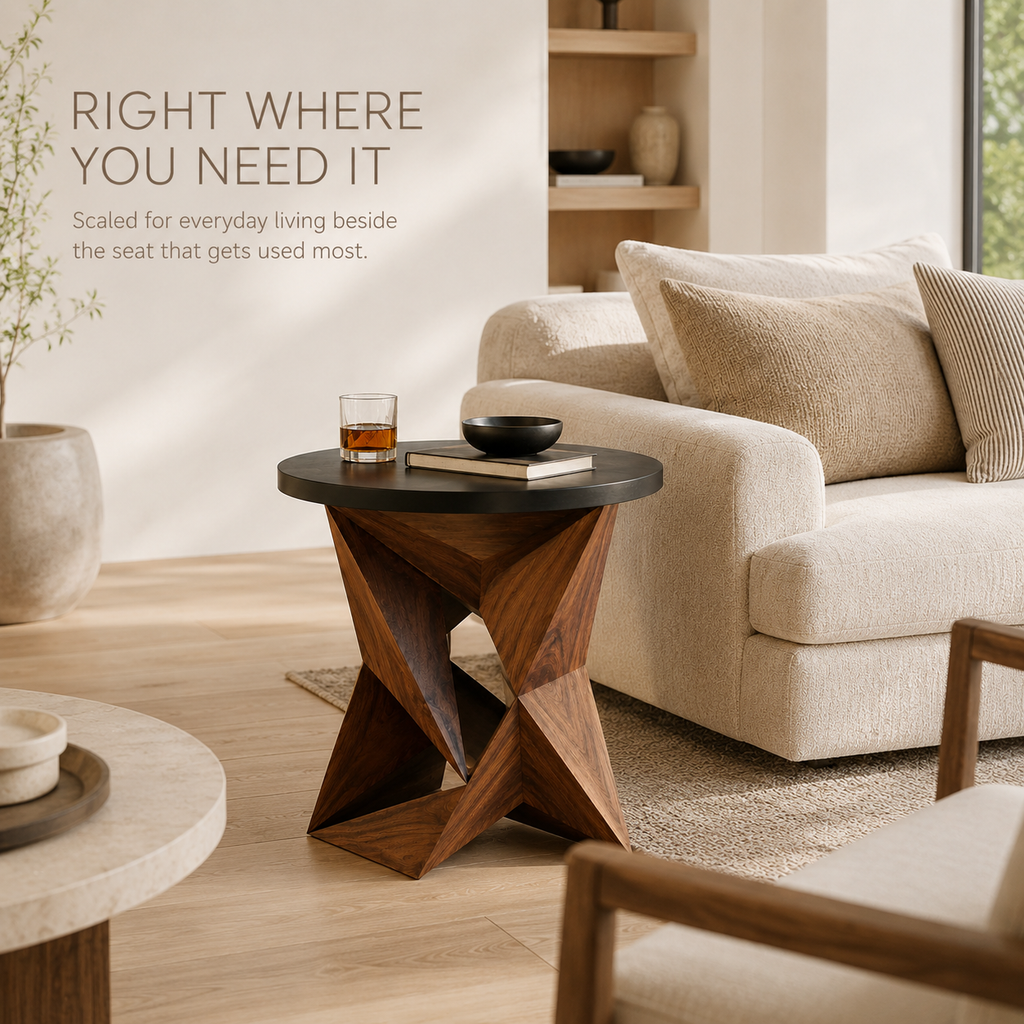 Liora Warm Wood Side Table - Design 008 - product image 04